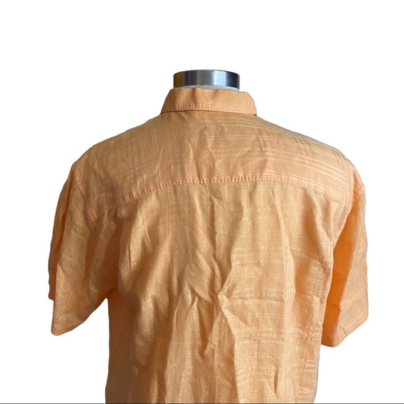 Tommy Bahama Mens Orange Textured 100% Linen Short Sleeve Button Up Shirt Sz XL - Picture 6 of 12